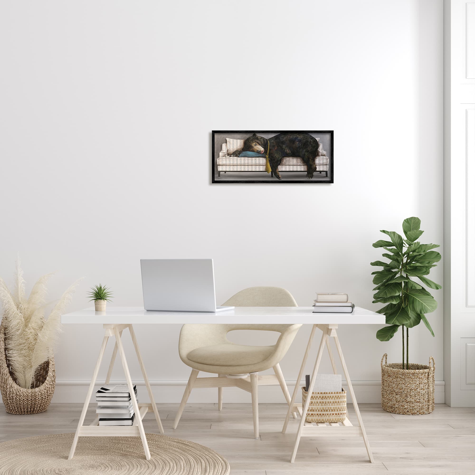 Stupell Industries Exhausted Papa Bear Sleeping Business Tie Modern Couch Framed Wall Art